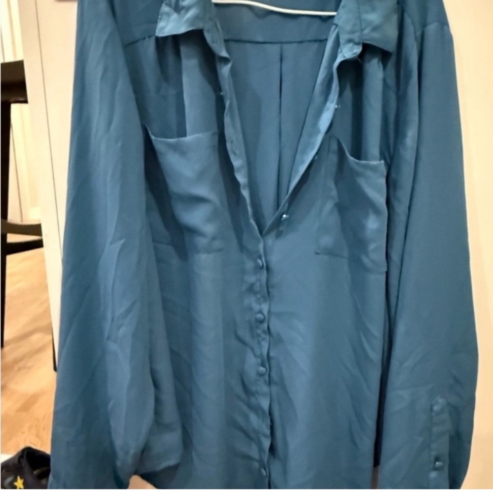 Torrid Blue Button-Up Shirt